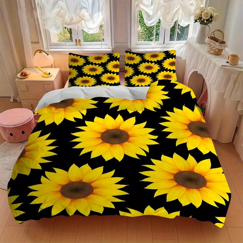 3pcs Sunflower Pattern Bedding Set, Breathable and Soft, Suitable for All Seasons, Ideal for Home Use, Suitable for Bedroom Decor 21181