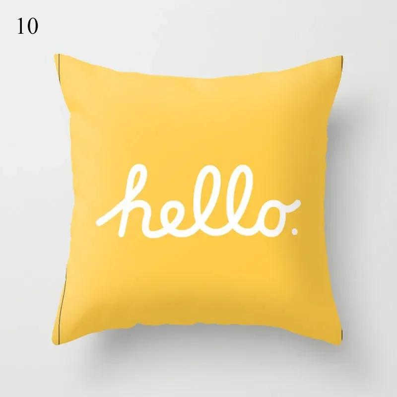 45*45Cm Yellow Print Cushion Pillowcase Geometric Hug Pillowcase Home Chair Sofa Decorative Cushion Square Pillowcase