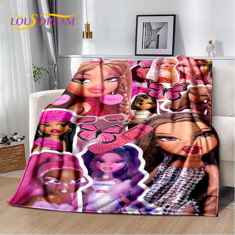 Cartoon Bratz Doll Girls 3D Printed Soft Blankets,Keep Warm Throw Blanket Comfortable Blanket for Picnic Beds Sofa Home Bedroom