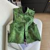 Gilet Jacquard Verde Letteratura Cinese Retrò Gilet Versatile Chic Classico Canottiera Senza Maniche Femminile Top