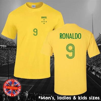 Brésil Brasil Ronaldo T-shirt de Football Hommes Dames Enfants Coupe du Monde Non Officiel