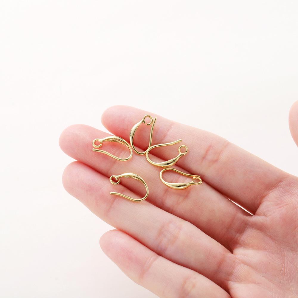 French D-Shaped 14k/18k Gold-Plated Copper Ear Hooks & Studs - DIY Jewelry Accessories