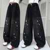 Meisjes Lente Herfst Jeans Tieners Kinderen Hemel Vol Ster Strass Los Wijde Pijp Denim Broeken Mode Mes Broeken