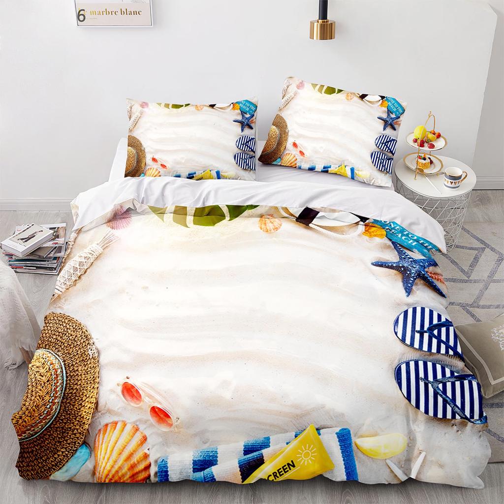 Povlečení s mořskou scenérií Písečné ložní prádlo Domácí dekorace Jednolůžko Dvojlůžko Velikost Twin Pro chlapce Dívky Dospělé Západ slunce Strom Sada povlaku na přikrývku