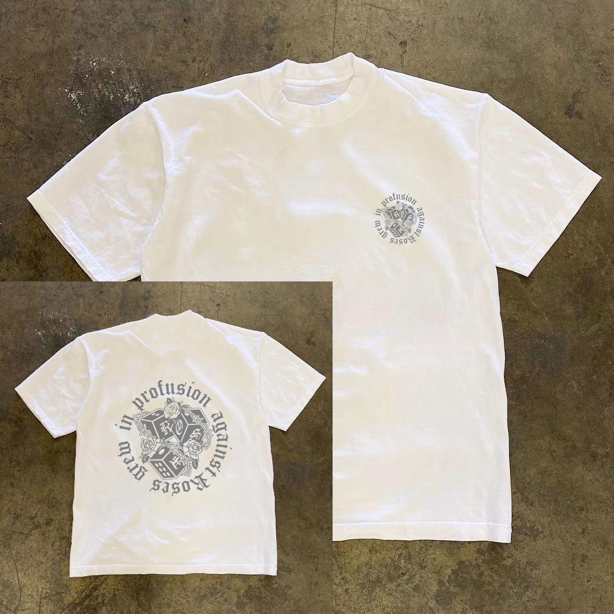 

Retro Americanstyle Rose Dice Printed Shortsleeved Tshirt for Men Casual and Loosefitting Versatile Suitable for All Seasons M