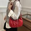 Hot Y2K Solid Color Underarm Hobo Bags for Women Casual Style PU Leather Design Ladies Bow Handbag Adjustable Strap Shoulder Crossbody Bag