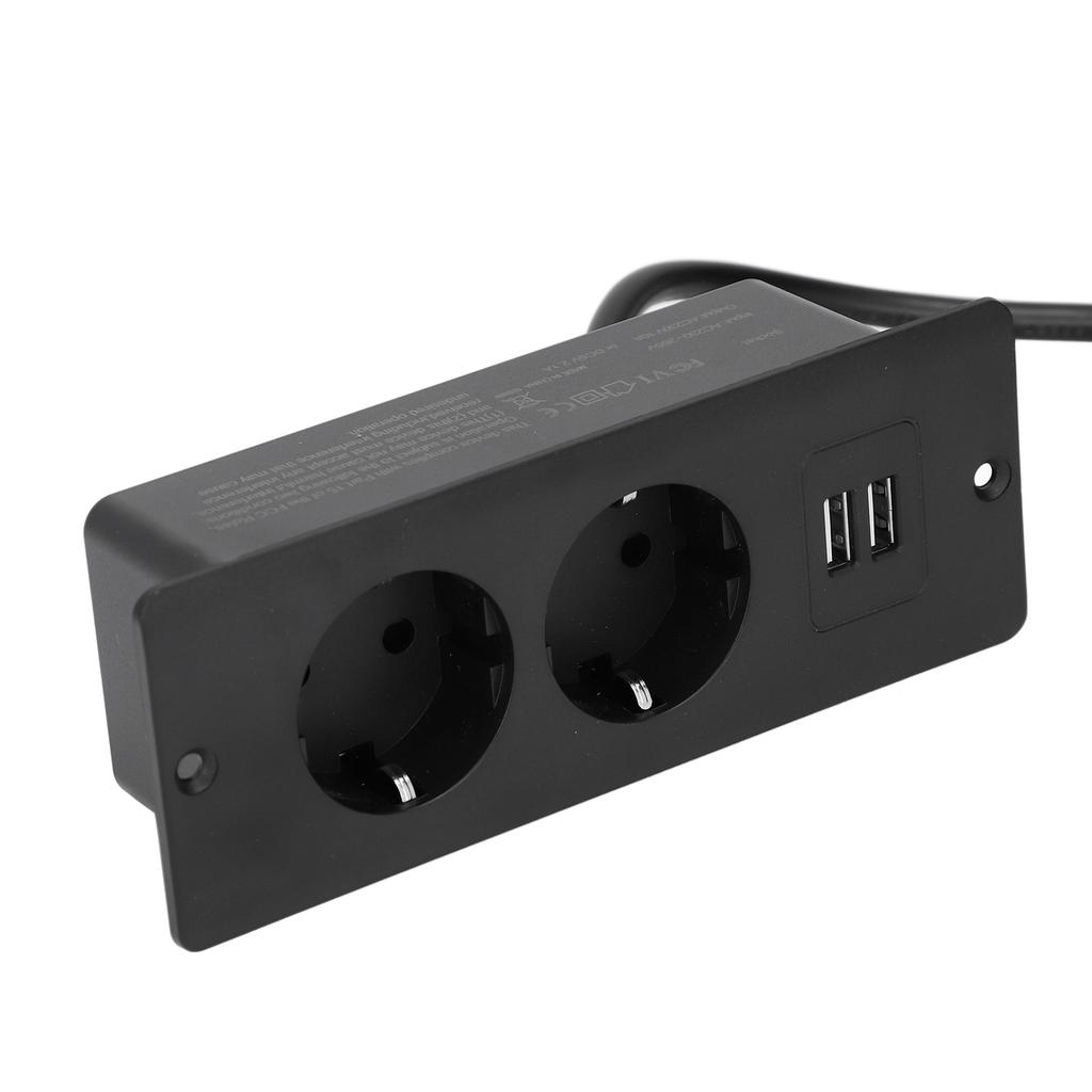 Embedded Power Outlet 2 USB 2  10A Ports Recessed Desk Socket In Desk Power Hub with 1.5m Cable