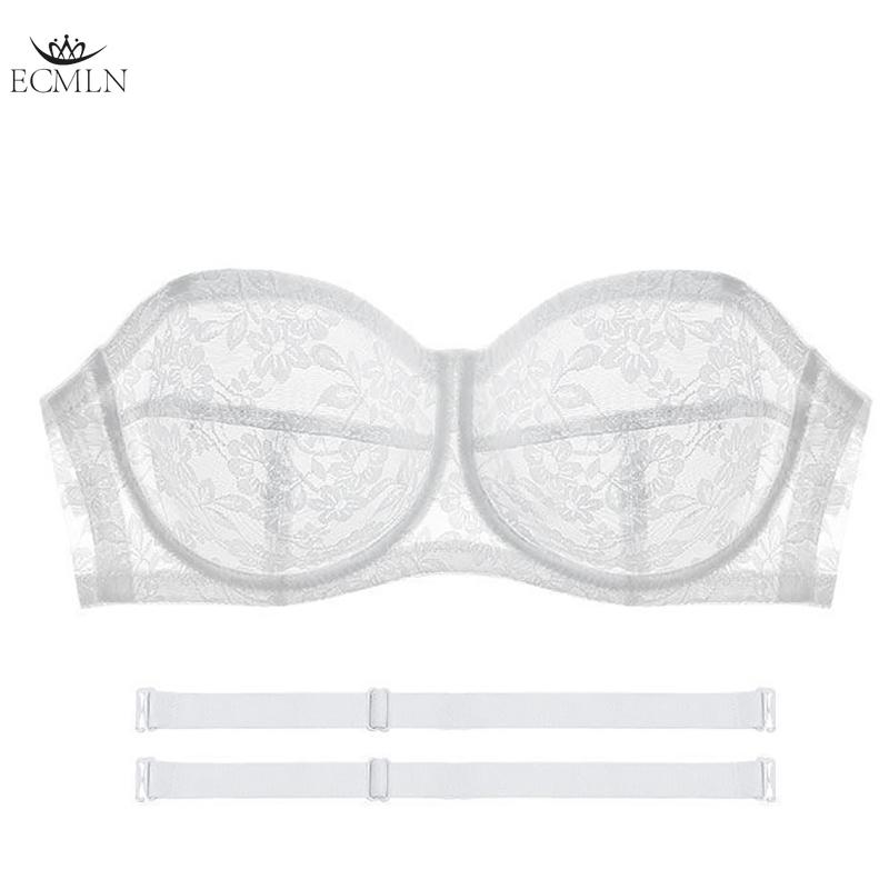 

Женский кружевной бюстгальтер без бретелей без подкладки на косточках многосторонний прозрачный L белый