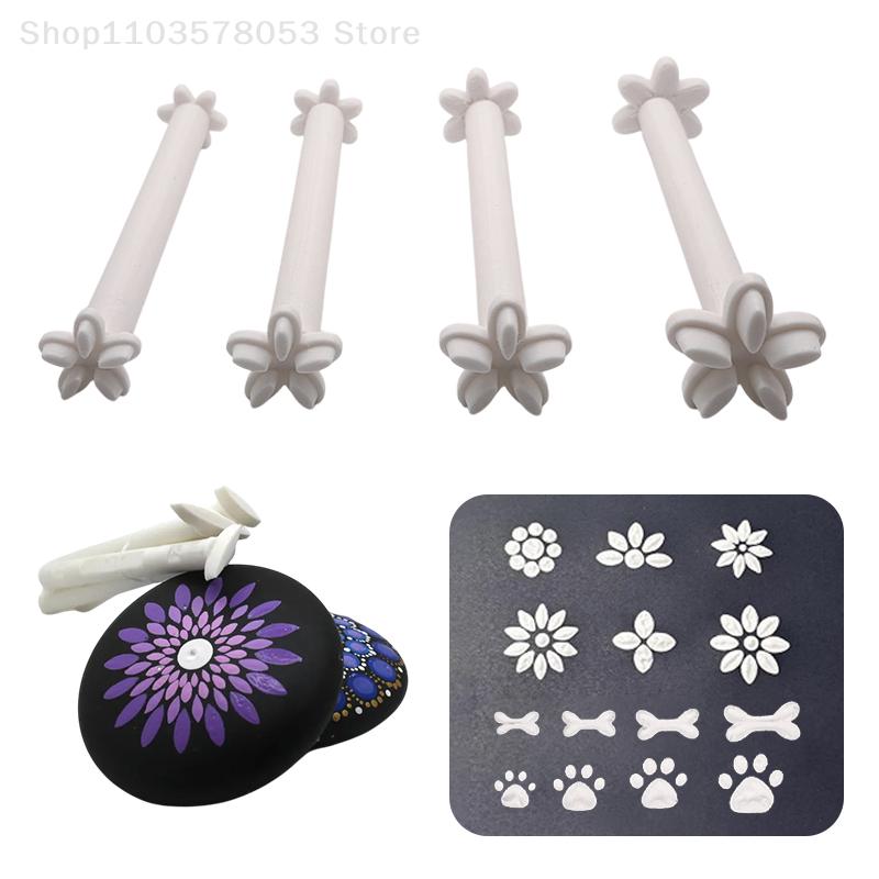 4/5Pcs Flower Floral Dotting Tools Set Stippling Stamp Tool Dot Painting Pen Embossing Tool Art Stamp Pen DIY Graffiti Pattern