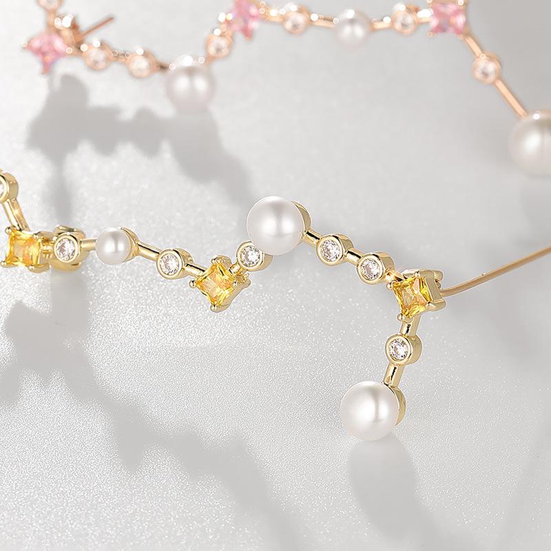 Vynikající zirkonová brož Velký vůz s designem přírodní sladkovodní perly pro ženy