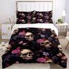 3pcs Skull Floral Pattern Bedding Set, Ideal for Home Use, Suitable for Bedroom Decor (1*Duvet Cover + 1/2*Pillowcases, No Core) Yy250821189