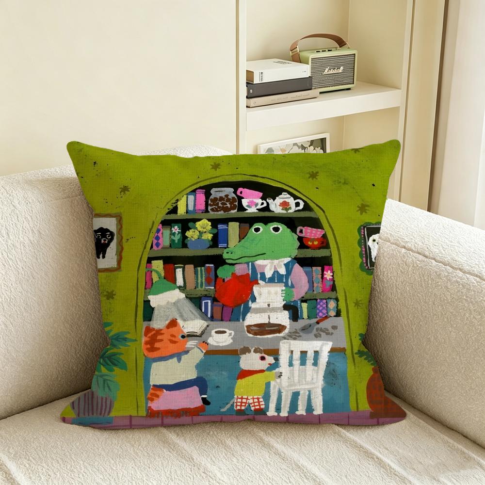 Y-Yumi Kitagishi Cushion Cover Natural Linen Pillowcase Set, All-In-One Decor For Sofa, Bedroom & Chair