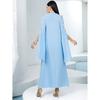 New Arrival Light Blue Long Cuff Sewing Glass Rhinestone Dress Hand Sewn Diamond Dress