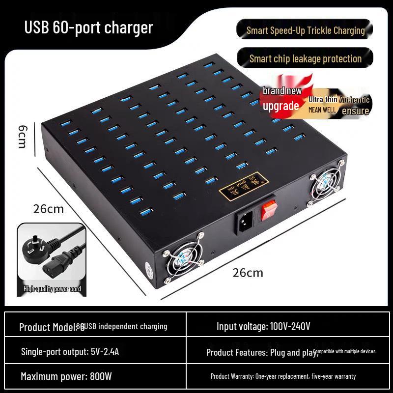 Multi-port USB Charger for Mobile Game Studios - 10/20/30/40 Ports, Compatible with Android and Apple Devices