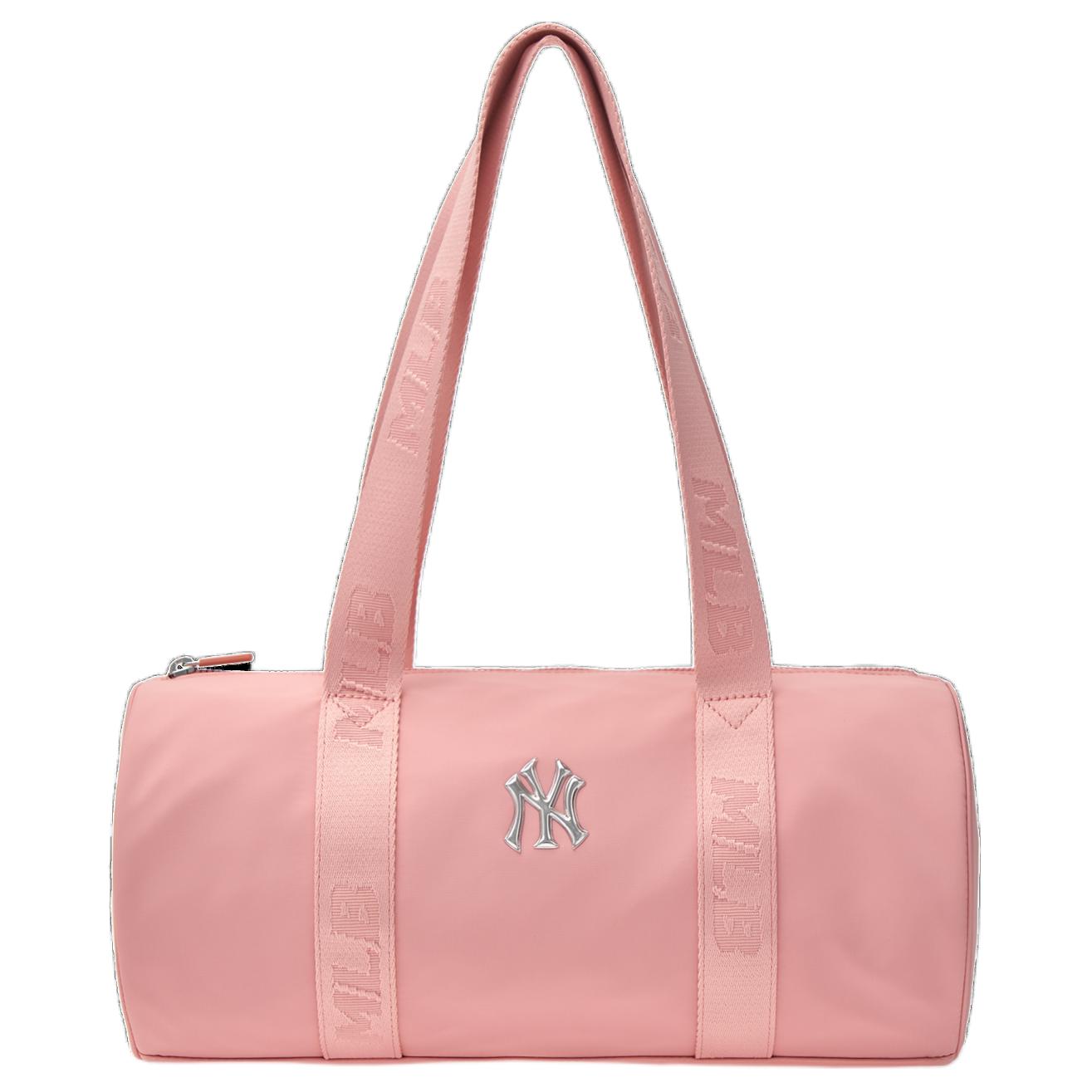 MLB Logo Zipper Nylon Tote Shoulder Travel Bag Women bags Pink 3ABQL024N-50PKM Pink