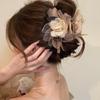 Síťovaný květinový listový drdolový klip: Mori-Style Retro Žraločí vlasový doplněk