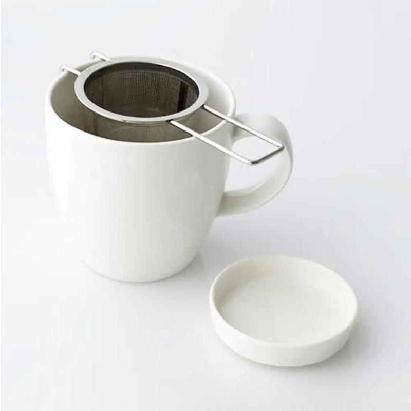 1pcs Stainless Steel Tea Filter with Double Handles Cup Holder Double Ear Fixed Line Handle Lid Tea Set