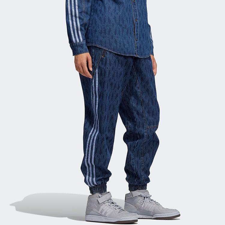 Adidas Originals X Ivy Park All Over Print Casual Loose Fit Denim Pants Men Bottoms Blue H61699