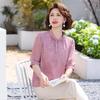 Elegant Anti-aging Summer Chinese Style Seven-point Sleeve T-shirt for Middle-aged and Elderly Women