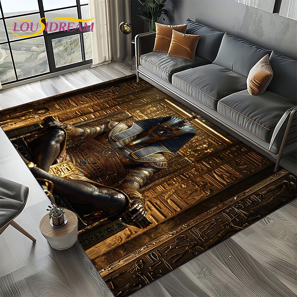 2025 Ancient Egypt Death Anubis Pharaoh Horus Mythology Carpet Rug for Living Room Bedroom Home Sofa,Area Rug Non-slip Floor Mat