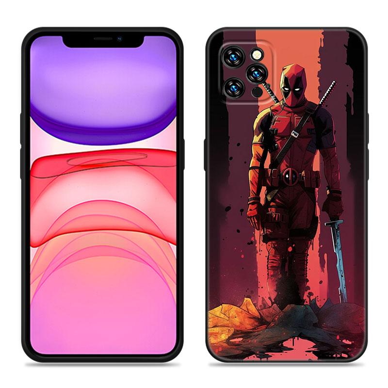 Cool Deadpool Phone Case For Apple iPhone 12 13 Mini 11 14 15 Pro Max 7 8 Plus X XR XS SE 2020 2022 Black Silicone Case
