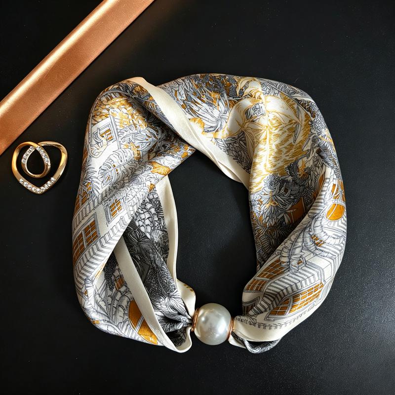 Silk Magnetic Buckle Scarf: Luxurious, Versatile Mulberry Silk for Women's Spring/Summer Neck Protection