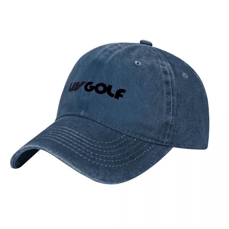 LIV GOLF WASHED COTTON BASEBALL CAP CLASSIC DESIGN BLACK CANVAS HAT FOR Unisex AND Women SPORTY STYLE EVERYDAY WEAR