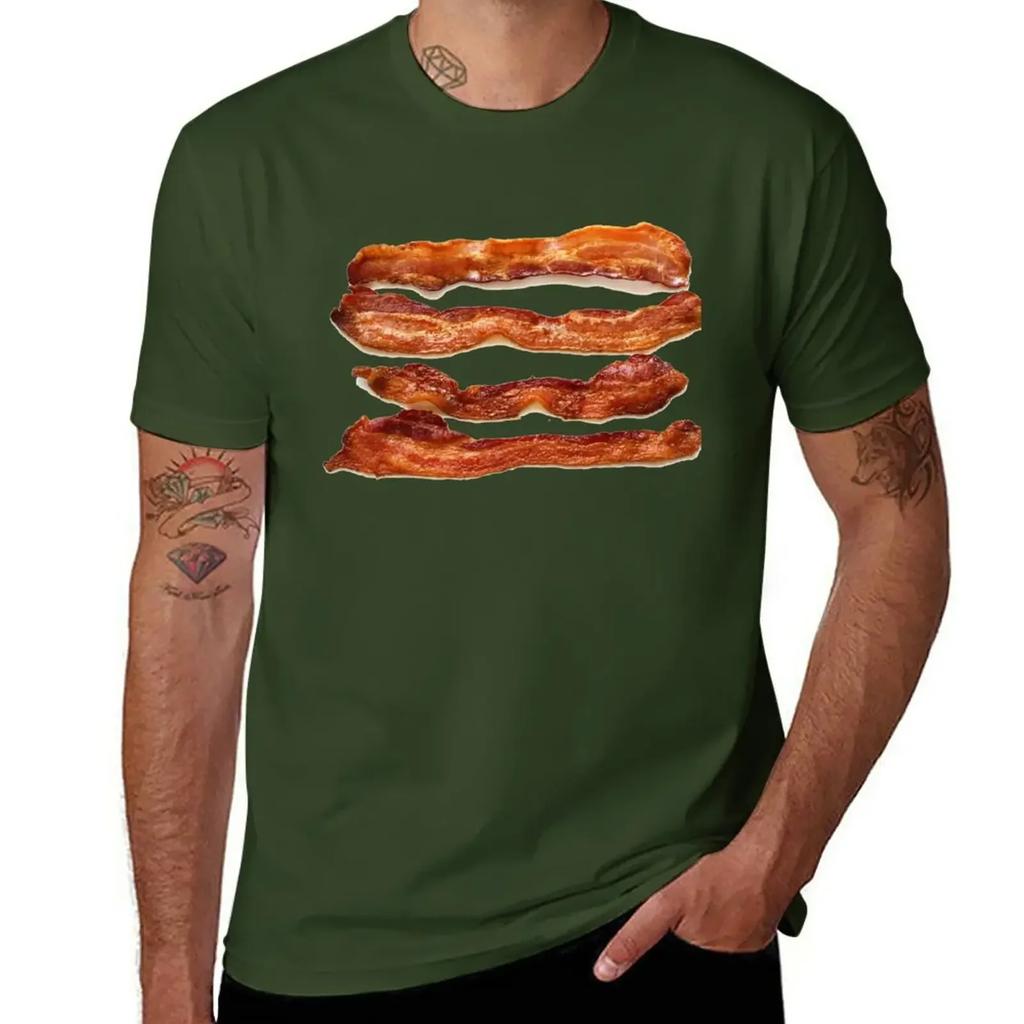 Bacon Rashers T-Shirt Blouse Plus Sizes Short Sleeve Tee T-shirts for Men Cotton