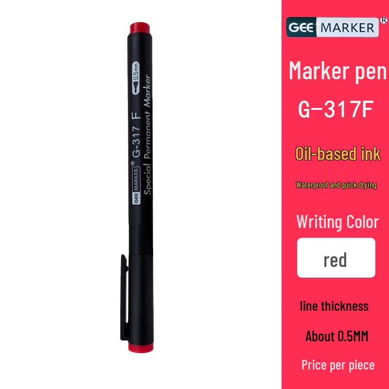 Gee Waterproof Oil-Based Marker for Optical Lenses, Glass Coating, and Waterproof Film, 0.3mm Nib