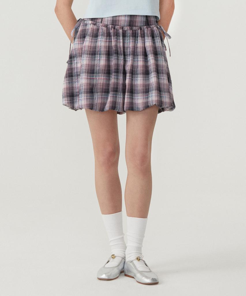 Covernat Woman Balloon Mini Skirt Check