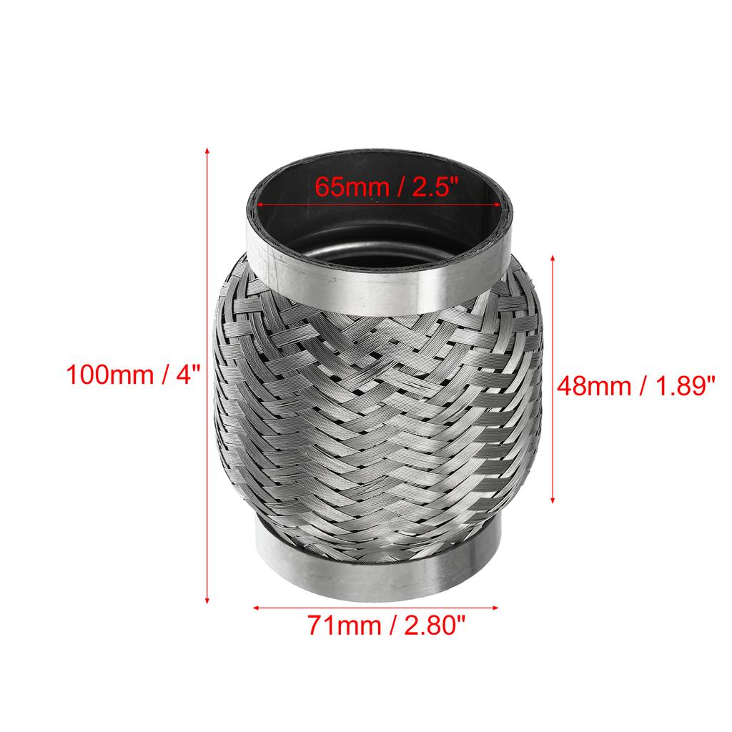 X Autohaux 51mm 58mm 65mm 76mm Stainless Steel Car Muffler Exhaust Flexible Pipe Tubing Universal Exhaust Joint