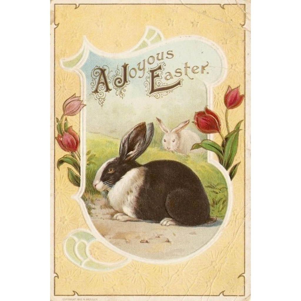 Retro Metal Wall Sign, Easter Bunny with Eggs, Vintage Tin Plate Home Decor