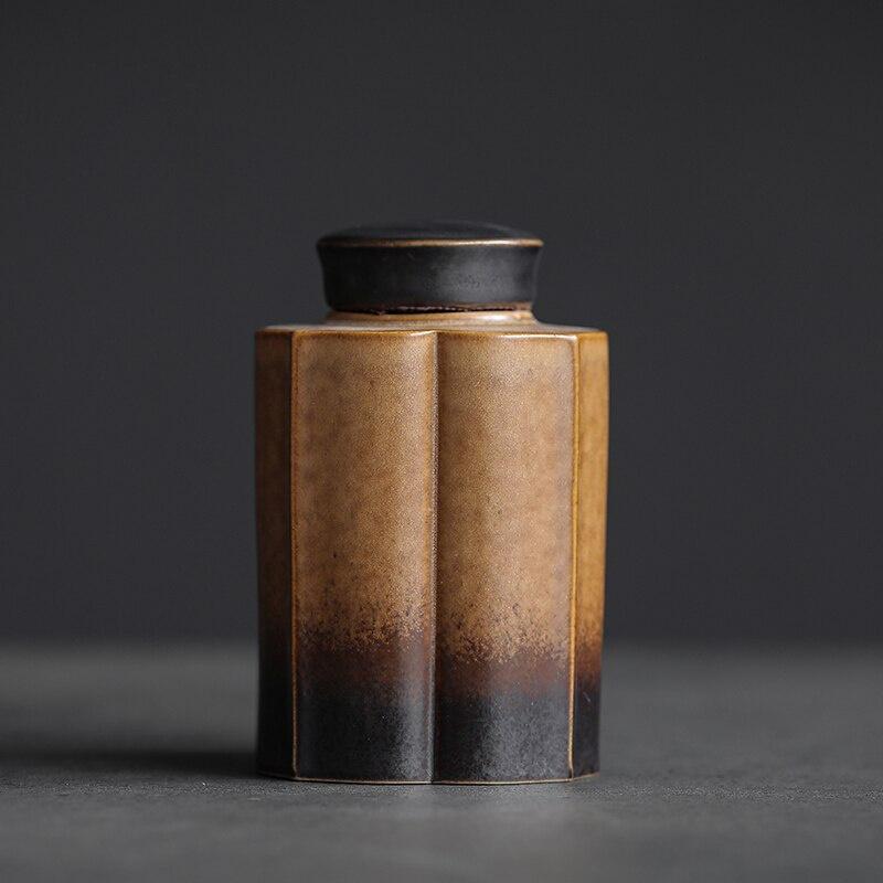 Keramisk tebehållare Vintage förseglad burk Ugnsväxlande glasyr Förvaringsbehållare Fuktsäker burk