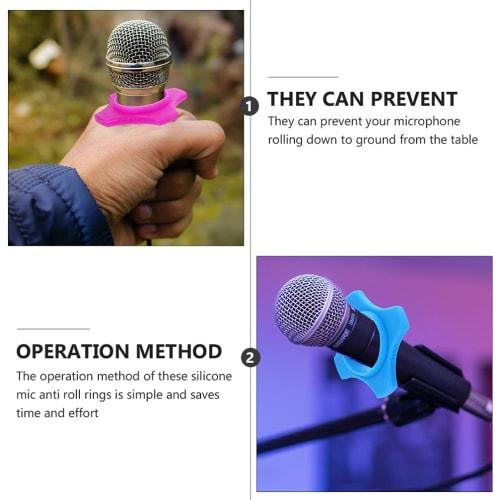 20 Pieces Microphone Skid Rings, Handheld Microphone Silicone Rings, Microphone Foam Windshield Covers, Microphone Bottom Sleeve Windscreens