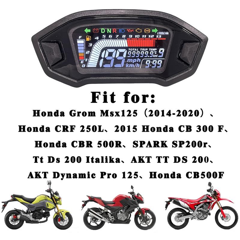 Universelles Motorradzubehör Digitales Geschwindigkeitsmesser-Instrumentenpanel Kilometerzähler Drehzahlmesser für Honda Grom Msx125 CB500F CRF250L