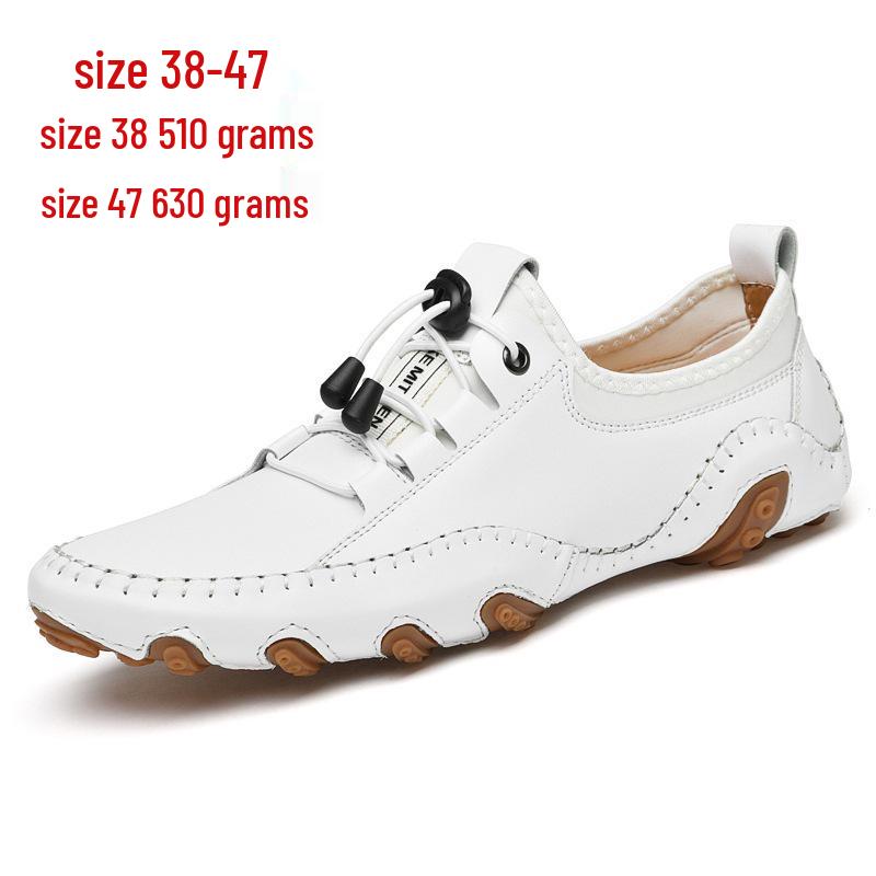 2025 Plus Size Men's White Breathable Driving Loafers - British Style Casual Soft Sole Shoes
