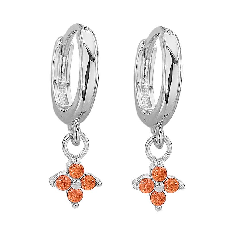 French Emerald Four-Leaf Clover Rhinestone Earrings: Colorful Zirconia Flower Studs & Trendy Lucky Clover Ear Cuffs.