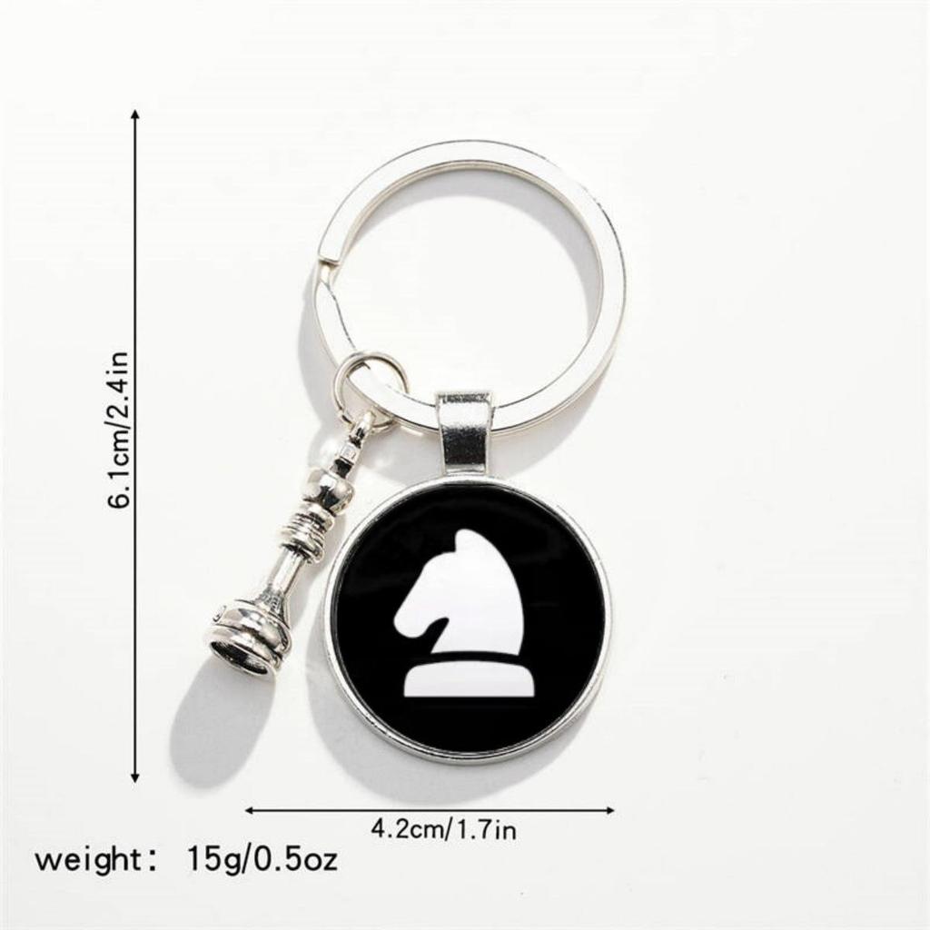 European Retro Electroplated Metal Chess Pendant Keychain