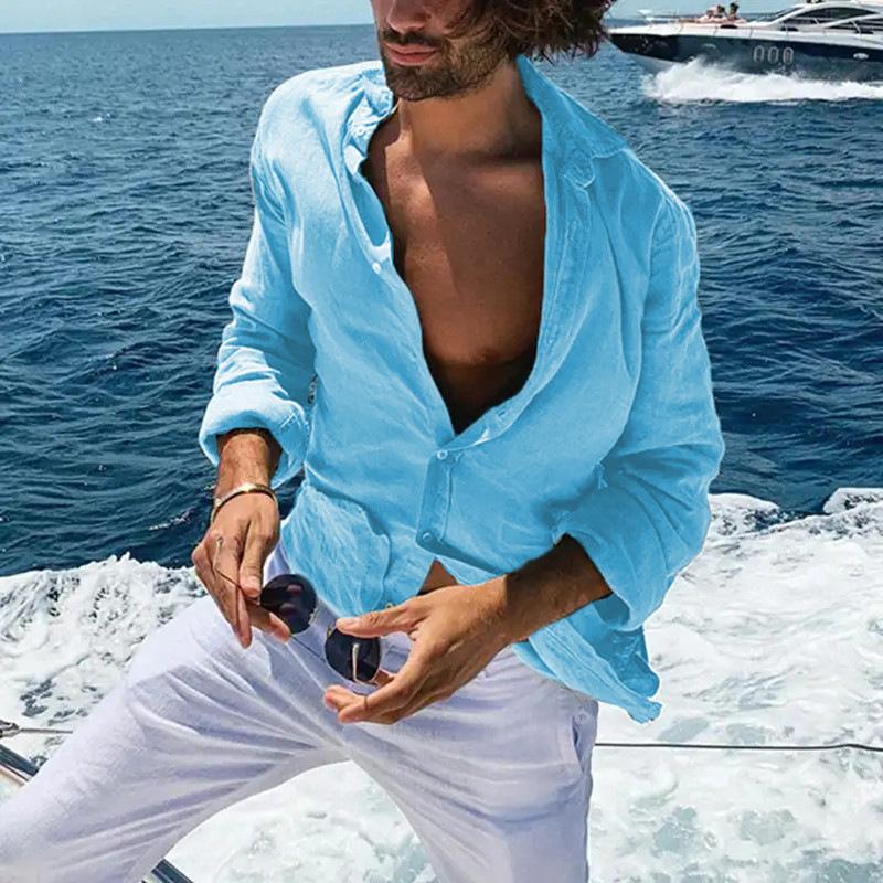 Mode Bestseller grenzüberschreitendes Herren Freizeitshirt langärmlig lockeres Oberteil Frühling und Herbst Hemd