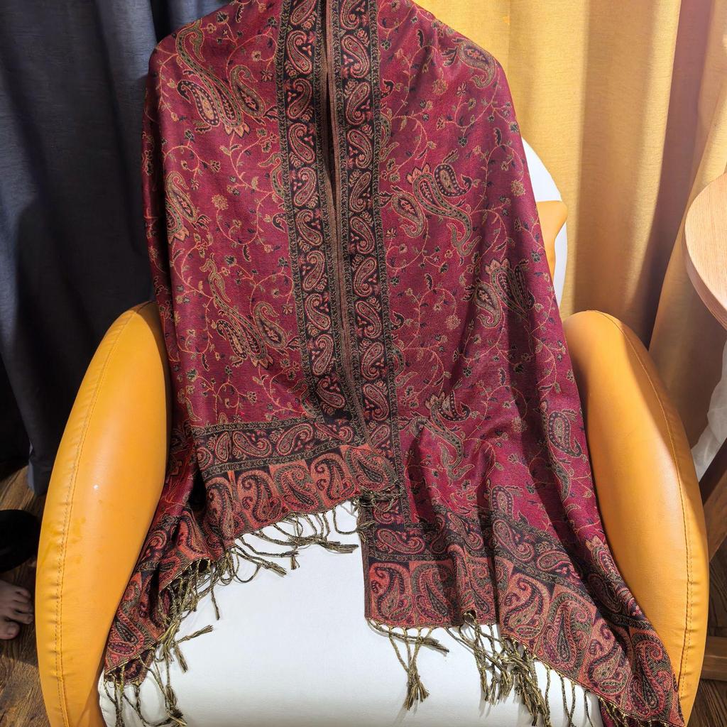 2025 Women's Soft Breathable Jacquard Tassel Scarf - Imitation Cashmere, Autumn Winter Versatile Shawl & Neck Warmer, Light Luxury Style