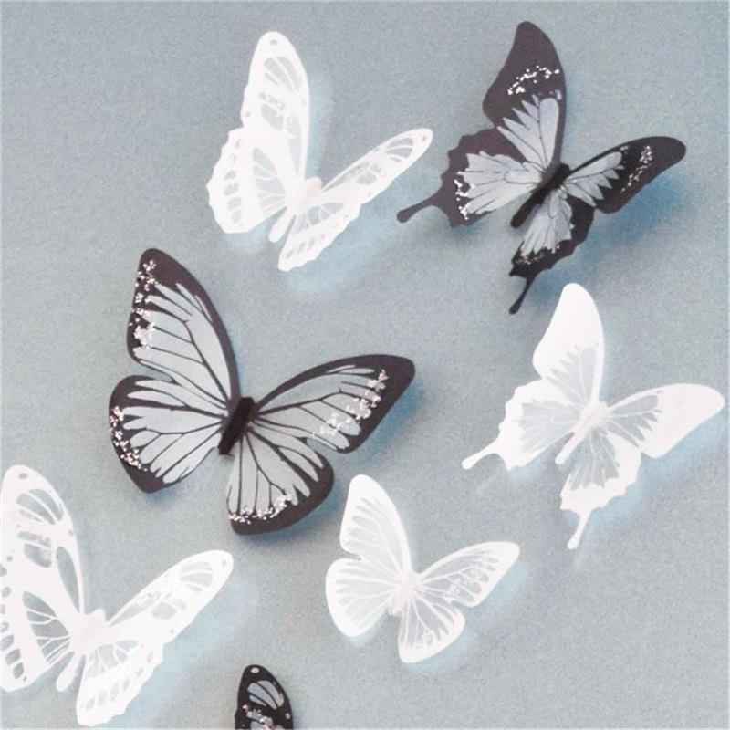 18 pz/set fai da te 3D adesivi murali farfalla decalcomania di arte farfalle in PVC decorazioni per la casa