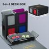 5 in 1 Trading Card Storage Deck Box for MTG TCG PKM 4 Deck Cases with Covers and Divided Dice Tray with Dividers and Toploaders