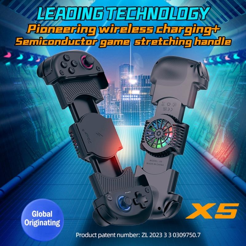 Stretchable Game Controller Wireless Charging Hall Effect Joystick Bluetooth-compatible Phone Gamepad with Cooling Fan
