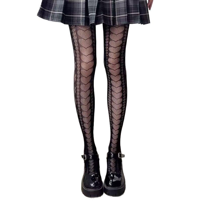 Thin Pure Desire Wind Japanese Hollow Love One-Piece Sexy Ins Hook Base Stockings Woman 6231