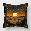 Modern Simple Pillow Case Short Plush Living Room Cafe Sofa Multi-Scene Suitable Landscape Illustration Cushion Cover