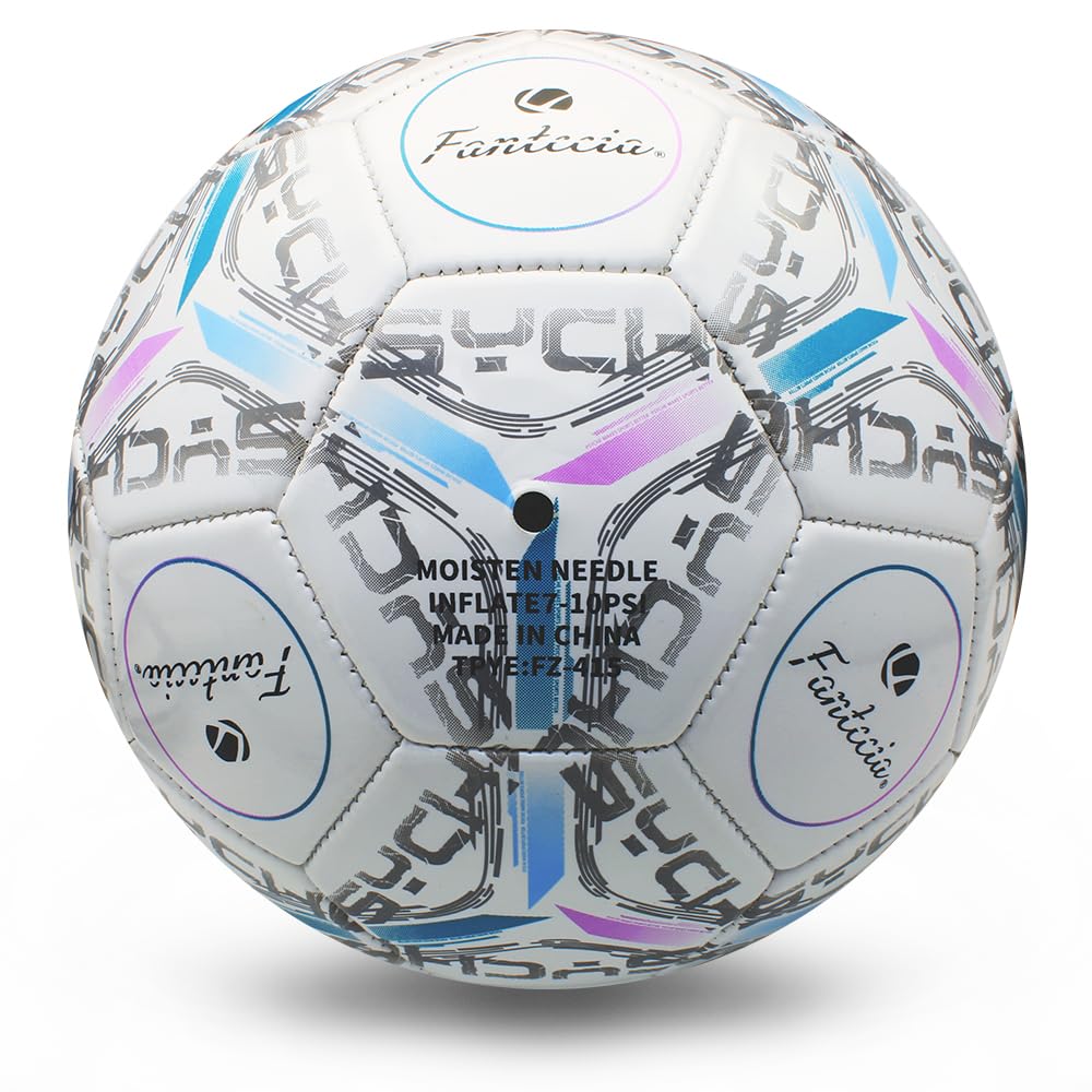 Fantecia Football Taille Standard Cuir Football avec Football d'Entraînement pour Enfants et Adultes 5, Pompe,