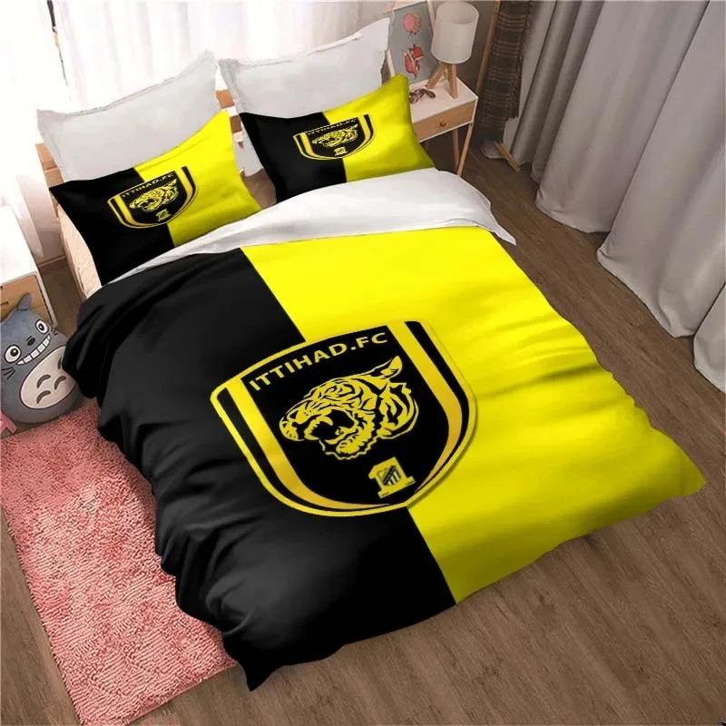 Al-Ittihad Club Jeddah Ložní souprava Chlapci Dívky Jednolůžko Queen Size Povlak na přikrývku Povlak na polštář Postel Děti Dospělí Móda Domácí textil