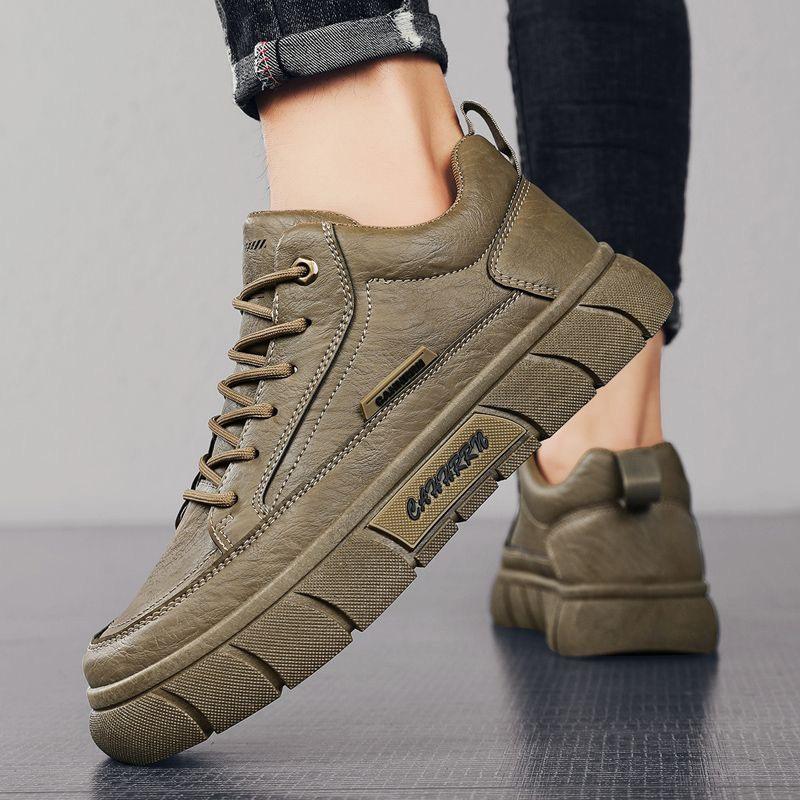 Men's Black Waterproof Non-slip Leather Chef & Work Shoes, Versatile Casual Sports Skate Shoes