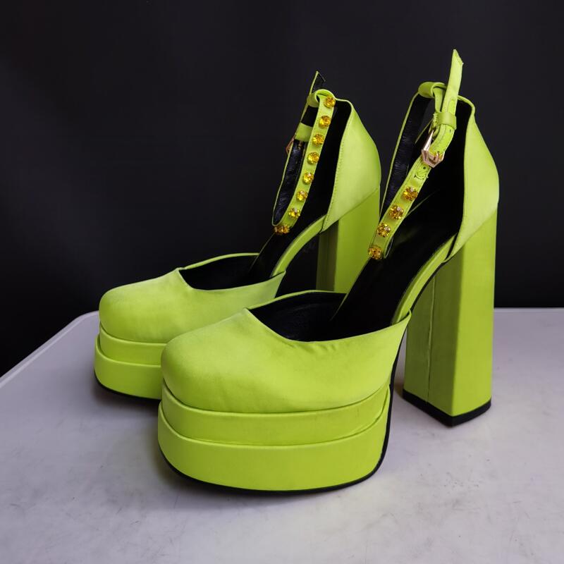 Stora Storlekar 46 Design Hög Kvalitet Äkta Siden Fårskinn Damer Platåpumps Nya Sexiga Rosaröda Högklackade Skor Dam