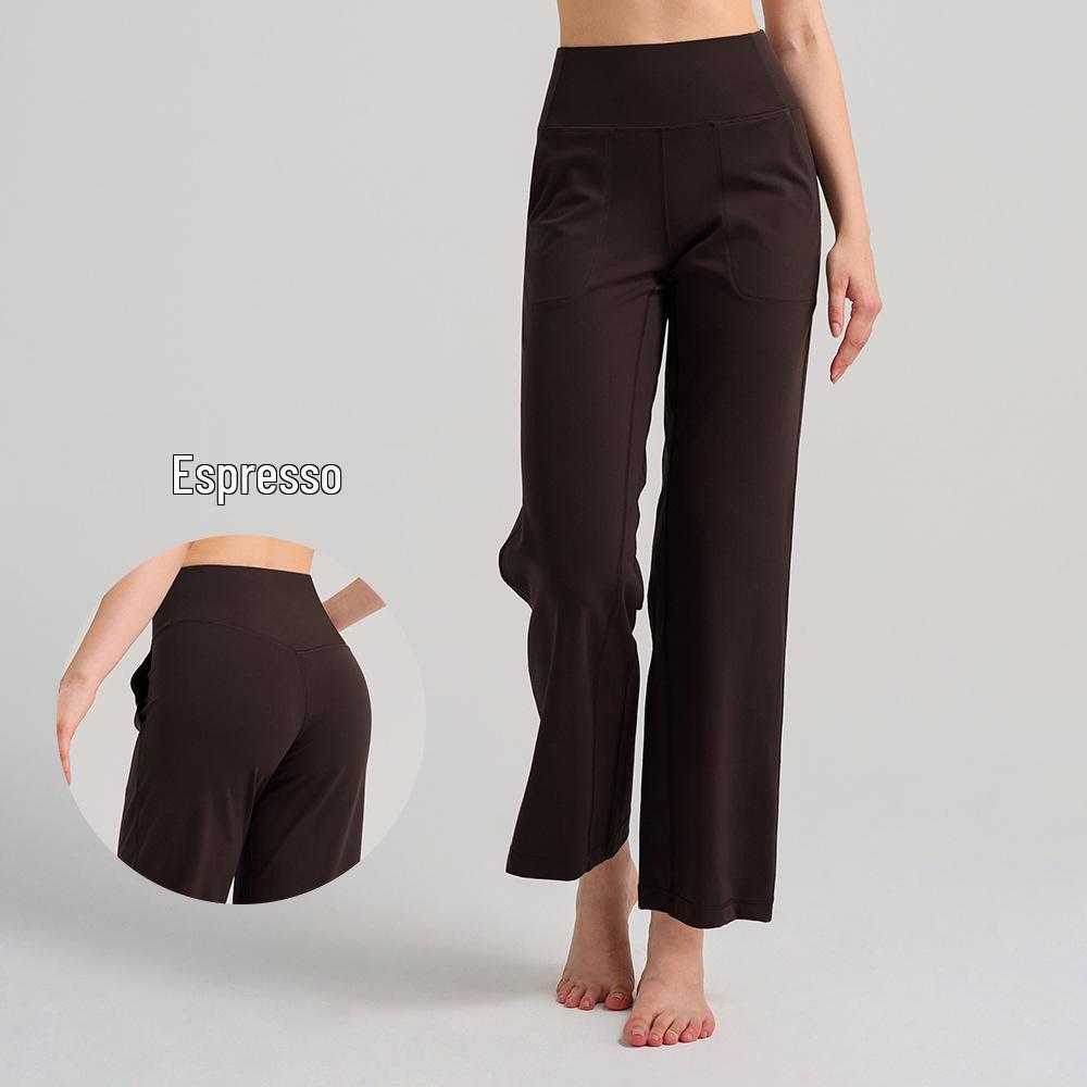 Lulu Women's High-Waisted Wide-Leg Yoga Pants with Brushed Finish and Hidden Pocket